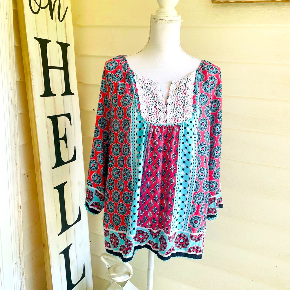 Crown and Ivy Crocheted Bohemian Top